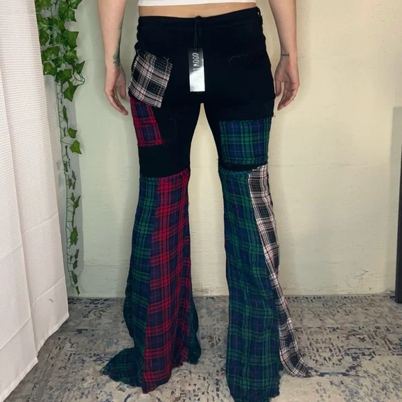 Plaid Patchwork Flare Pants - Picture 3 of 9